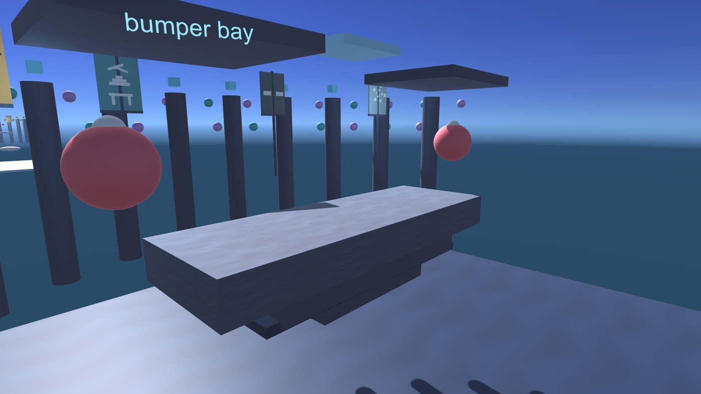 A side-view fighting stage: floating platforms over a drop, with a crowd stand behind.
